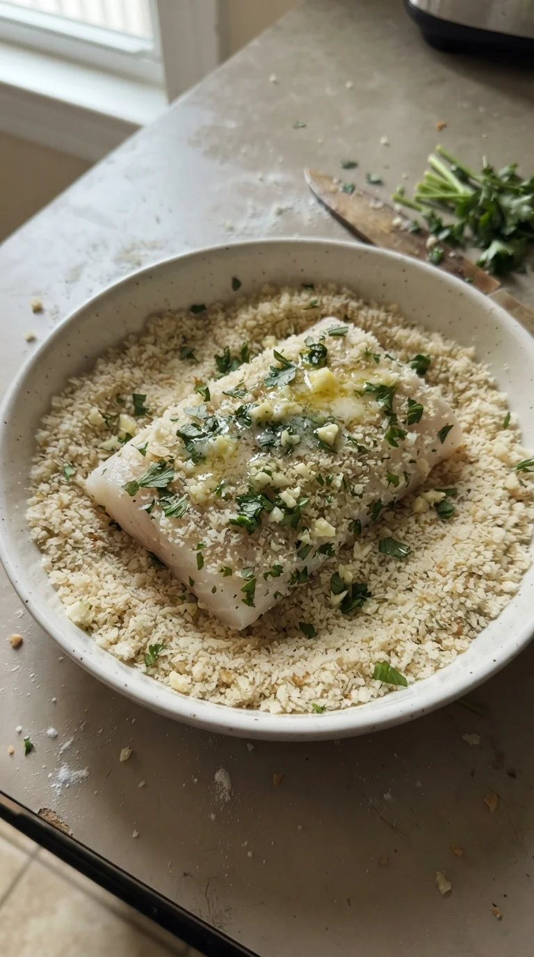 Step-by-step cooking of Garlic Herb Crusted Cod