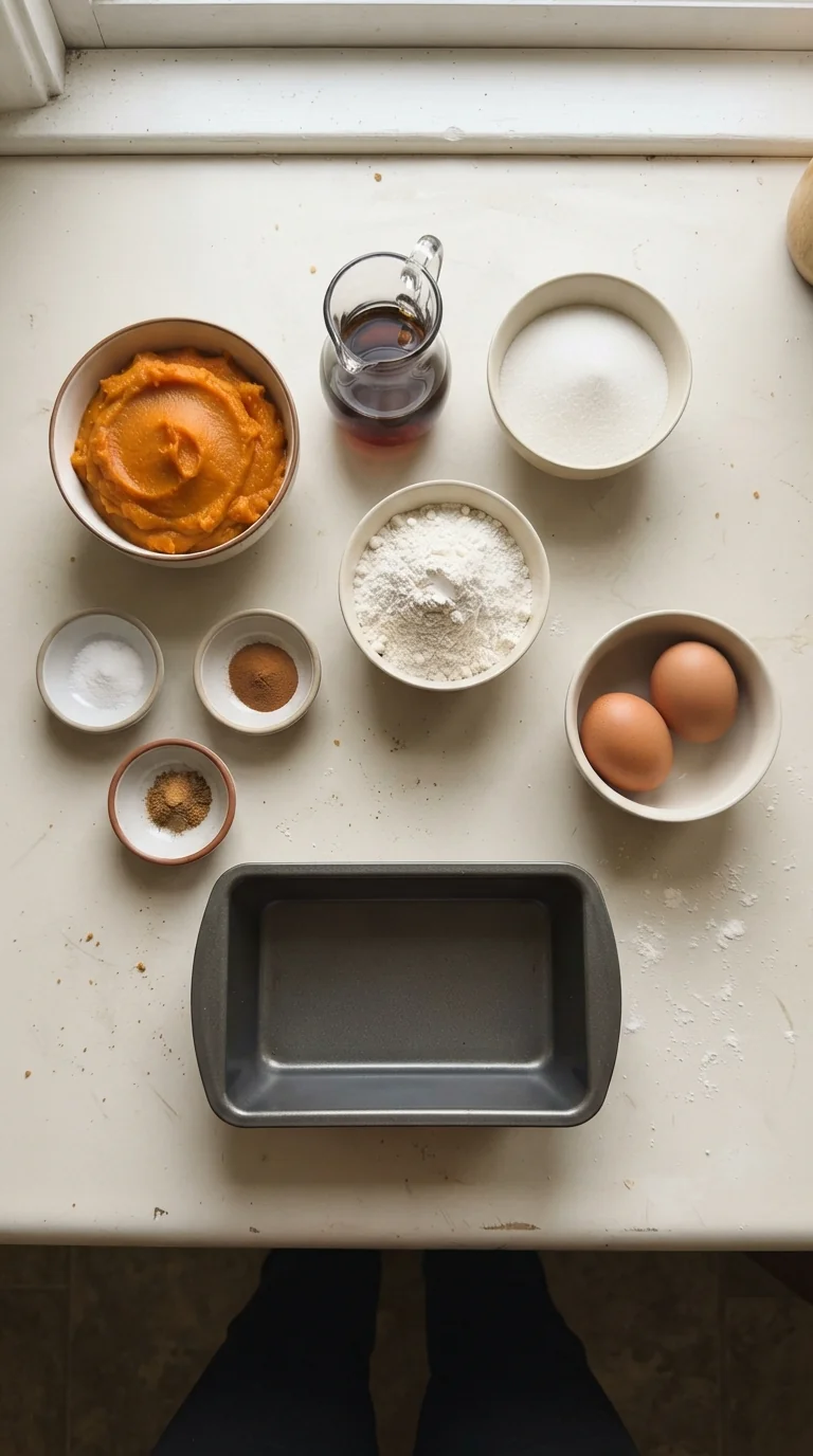 Ingredients for Harvest Pumpkin Bread with Maple Glaze