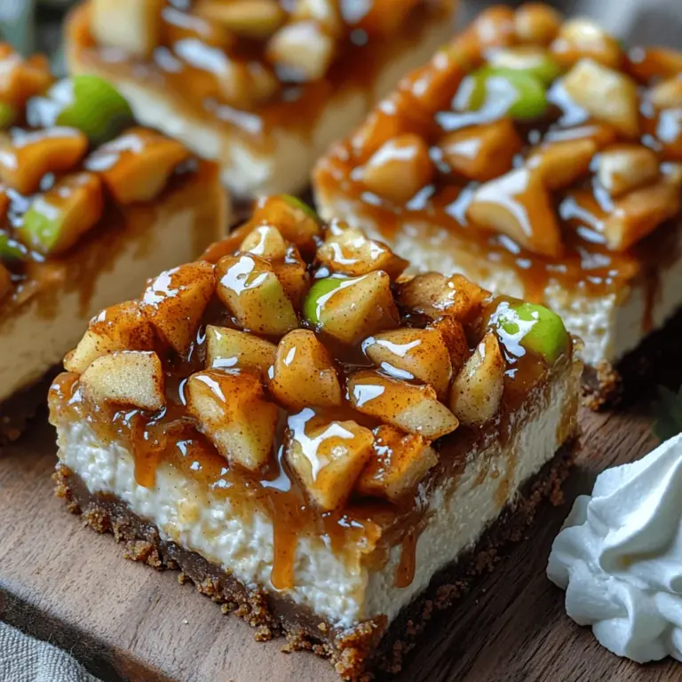 Cheesecake has long held a special place in the hearts of dessert lovers around the world, celebrated for its rich, creamy texture and versatile flavor profile. Dessert bars, on the other hand, have gained popularity over the years for their ease of serving and delightful portability. Now, imagine a dessert that marries the best of both worlds: the lusciousness of cheesecake and the convenience of a bar. Enter the Caramel Apple Cheesecake Bars—a delightful twist that tantalizes the taste buds with the perfect combination of creamy cheesecake, sweet caramel, and tart apples.