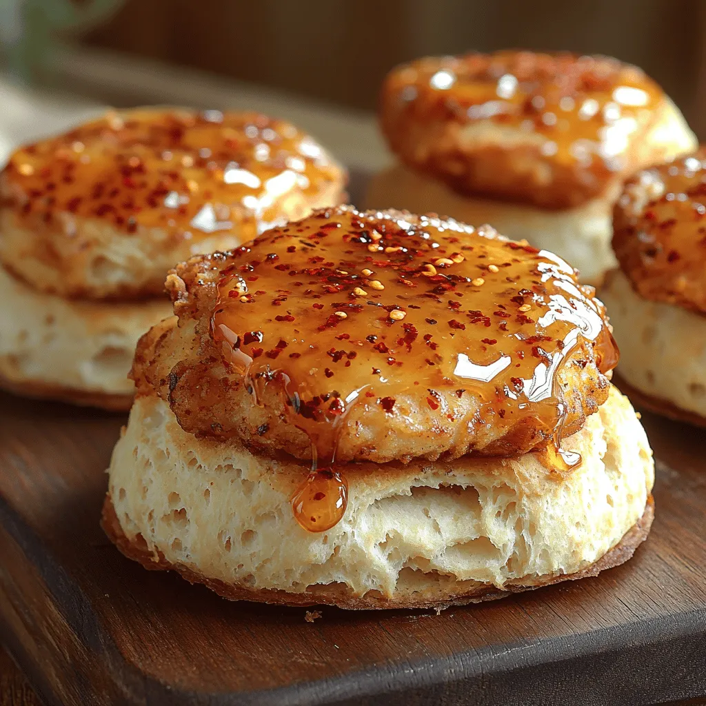 If you’re searching for a dish that perfectly balances sweet and spicy, look no further than Spicy-Sweet Hot Honey Chicken Biscuits. This delightful recipe combines the crunch of perfectly fried chicken, the softness of fluffy biscuits, and a glaze that tantalizes the taste buds with its unique blend of sweetness and heat. Imagine biting into a crispy chicken tender, enveloped in a warm, buttery biscuit, and drizzled with a luscious hot honey glaze—each element harmonizing to create a memorable culinary experience.