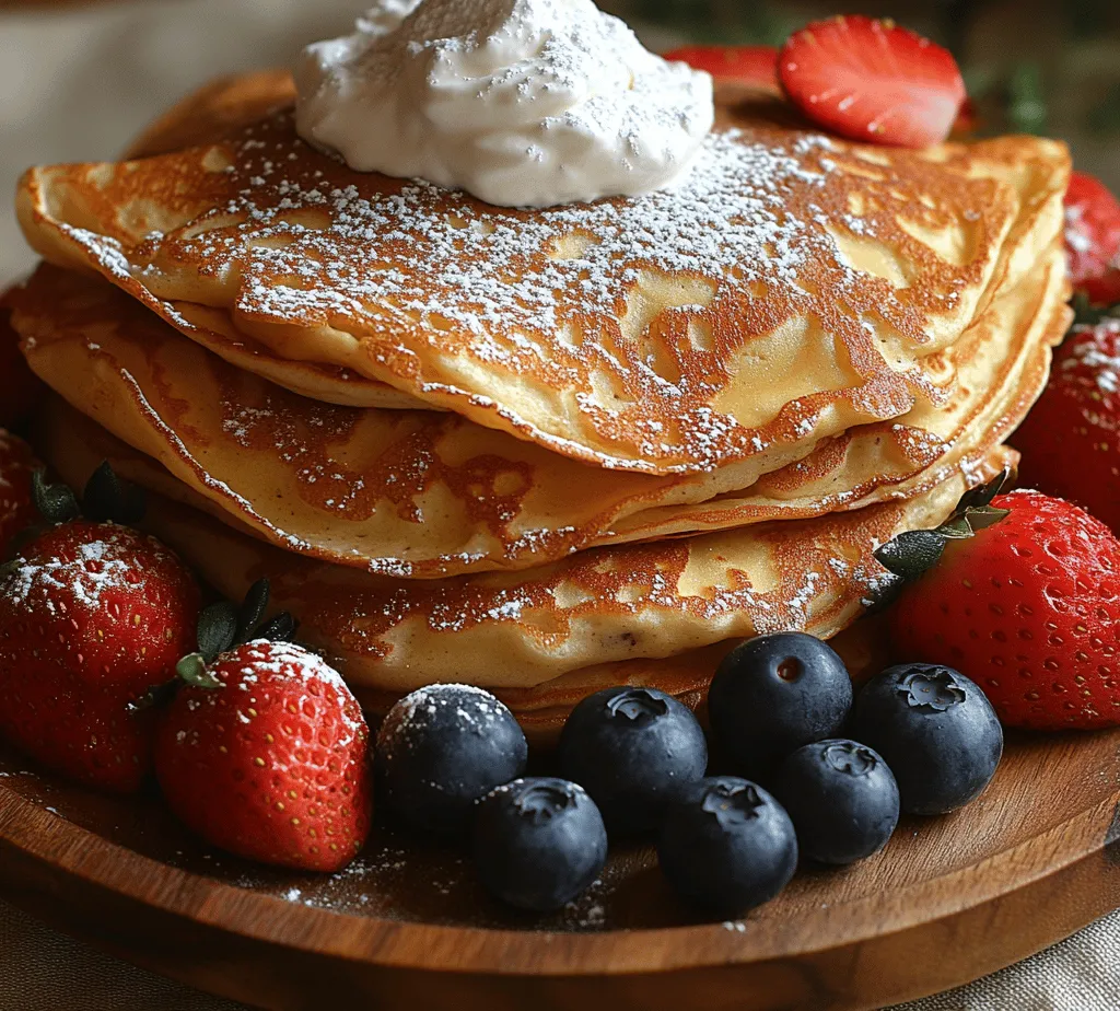 Crepes are an exquisite culinary creation that captures the essence of versatility in the kitchen. Originating from France, these thin pancakes can be enjoyed in both sweet and savory forms, making them a perfect choice for any meal of the day. Whether you are savoring a delicate crepe filled with luscious strawberries and whipped cream for breakfast or indulging in a savory ham and cheese crepe for lunch, the possibilities are endless. Among the myriad of crepe recipes, <strong>Dreamy Vanilla Crepes</strong> stand out with their light, airy texture and rich vanilla flavor, making them a delightful addition to any occasion.” /></p>
</p>
<h3>Chilling the Batter</h3>
</p>
<p>Resting the batter is an essential step that shouldn’t be overlooked when preparing Dreamy Vanilla Crepes. Allowing the batter to chill for at least 30 minutes, or even up to an hour, serves several important functions. Firstly, it helps to relax the gluten in the flour, which leads to a more tender and delicate crepe. This relaxation process can significantly improve the texture, making your crepes light and airy rather than chewy. Secondly, chilling the batter allows the flavors to meld, resulting in a richer taste. Lastly, a cold batter is easier to handle when it comes to cooking, as it spreads more evenly in the pan.</p>
</p>
<h3>Cooking the Crepes</h3>
</p>
<p>Once your batter has rested, it’s time to start cooking those beautiful crepes. Begin by preheating your non-stick skillet or crepe pan over medium heat. It’s crucial to ensure that the pan is hot enough; if it’s not, your crepes may stick to the surface or cook unevenly. A good test for readiness is to sprinkle a few drops of water into the pan. If they sizzle and evaporate immediately, your pan is hot enough.</p>
</p>
<p>Next, lightly grease the pan with a small amount of butter or cooking spray to prevent sticking. To achieve the perfect thin layer of batter, pour about 1/4 cup of batter into the center of the hot pan. Quickly tilt and swirl the pan in a circular motion, allowing the batter to spread evenly across the bottom. The goal is to cover the surface with a thin, even layer that’s about 1/8 inch thick.</p>
</p>
<h3>Flipping the Crepes</h3>
</p>
<p>Flipping a crepe can be a daunting task for many, but with a few tips, you’ll master this technique in no time. After about 1-2 minutes, you’ll notice the edges of the crepe lifting slightly and the surface will begin to look set and dry. These are good indicators that it’s time to flip. Use a thin spatula to gently lift the edge of the crepe, then quickly slide your hand underneath. With a swift motion, flip the crepe over. If you’re feeling adventurous, you can try the classic chef technique of tossing the crepe in the air to flip it, but practice this step first with a few “sacrificial” crepes!</p>
</p>
<p>Cook the second side for another 1-2 minutes until it’s golden brown. Keeping an eye on both sides is key; the first side usually takes a bit longer due to the heat absorption, while the second side cooks faster. Once done, transfer the crepe to a plate and repeat the process with the remaining batter, stacking the cooked crepes on top of each other to keep them warm.</p>
</p>
<h3>Serving Suggestions</h3>
</p>
<p>Dreamy Vanilla Crepes are incredibly versatile, offering a blank canvas for various toppings and fillings that can elevate your meal. Here are some scrumptious ideas to enhance your crepe experience:</p>
</p>
<h4>Sweet Variations</h4>
</p>
<p>1. <strong>Filling Options</strong>: Consider filling your crepes with a dollop of freshly whipped cream, a generous spread of Nutella, or a medley of seasonal fruits like strawberries, blueberries, or sliced bananas. You can also use flavored cream cheeses or mascarpone for a rich and creamy filling.</p>
</p>
<p>2. <strong>Drizzling Sauces</strong>: To add an extra layer of flavor, drizzle your crepes with decadent sauces. Chocolate sauce, caramel syrup, or homemade fruit compote can transform your crepes into an indulgent treat.</p>
</p>
<p>3. <strong>Powdered Sugar Finish</strong>: A light dusting of powdered sugar over the top before serving adds a touch of elegance and sweetness.</p>
</p>
<h4>Savory Crepe Options</h4>
</p>
<p>While sweet crepes are often the star of the show, don’t overlook the savory side! Savory crepes can provide a delightful twist. Consider filling them with sautéed spinach and feta cheese, scrambled eggs and smoked salmon, or a mixture of roasted vegetables and goat cheese. You can even serve them with a side of fresh salad for a complete meal.</p>
</p>
<h3>Nutritional Overview</h3>
</p>
<p>Understanding the nutritional content of your Dreamy Vanilla Crepes can help you tailor them to your dietary needs. The basic crepe recipe includes flour, eggs, milk, and butter, providing a source of carbohydrates, protein, and fats.</p>
</p>
<h4>Portion Sizes and Dietary Considerations</h4>
</p>
<p>Typically, one crepe contains about 90-100 calories, depending on the size and ingredients used. However, portion size can vary based on how many fillings and toppings you choose to add. It’s important to be mindful of these additions, as they can significantly alter the calorie count and nutritional profile.</p>
</p>
<p>For those with dietary restrictions, there are several modifications available:</p>
<p>– <strong>Gluten-Free Options</strong>: You can substitute all-purpose flour with gluten-free flour blends or almond flour to create a gluten-free version of this recipe.</p>
<p>– <strong>Dairy-Free Alternatives</strong>: Use almond milk or coconut milk in place of regular milk and opt for dairy-free butter substitutes to accommodate lactose intolerance.</p>
</p>
<h3>Conclusion</h3>
</p>
<p>The charm of Dreamy Vanilla Crepes lies in their versatility and the delightful experience they offer. Whether you choose to fill them with sweet toppings like whipped cream, Nutella, or seasonal fruits, or venture into the savory realm with hearty ingredients, these crepes can be enjoyed at any meal of the day.</p>
</p>
<p>Don’t be afraid to experiment with different fillings and serving styles; the possibilities are endless. From breakfast to dessert, homemade crepes can bring joy and creativity into your kitchen. So grab your ingredients and start whipping up this delightful dish, knowing that each bite will be a celebration of flavor and culinary artistry. Enjoy the process, and savor the delicious results of your homemade Dreamy Vanilla Crepes!</p>
</div>