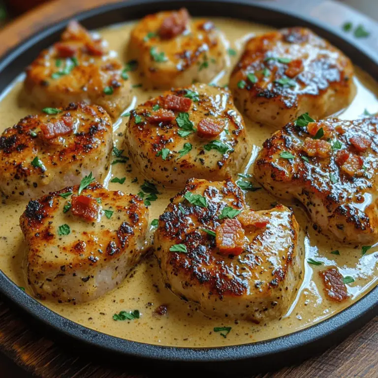 When it comes to comfort food, few dishes can rival the rich and satisfying flavor of Savory Creamy Bacon Pork Chops. This delightful recipe masterfully combines the savory notes of perfectly cooked pork chops with the creamy, indulgent texture of a luscious sauce, all elevated by the irresistible smokiness of crispy bacon. Whether you're looking to impress guests at a dinner party or simply wanting to treat yourself and your family to a delicious weeknight meal, these pork chops are the ideal choice.