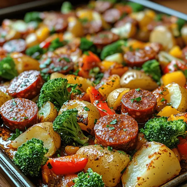 In the fast-paced world of contemporary cooking, sheet pan meals have carved a niche for themselves as the go-to solution for busy families and individuals alike. These one-pan wonders not only simplify the cooking process but also offer a delicious array of flavors, making them an appealing choice for weeknight dinners. Among the myriad of options available, the Sizzlin' Kielbasa & Veggie Sheet Pan Delight stands out as a wholesome, easy-to-prepare dish that harmoniously blends protein and vegetables. This recipe is perfect for those nights when time is short, yet you still want to serve a meal that is both nutritious and satisfying.