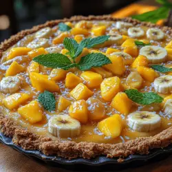 What sets the Tropical Paradise Pie apart is its effortless preparation and the way it encapsulates the tropical theme. This no-bake dessert not only saves time in the kitchen but also offers a refreshing escape from the mundane. With a luscious filling that is both creamy and sweet, complemented by a crunchy crust, this pie serves as a celebration of summer flavors. Imagine the combination of sweetened condensed milk and cream of coconut melding together, topped with fresh fruits like pineapple, banana, and mango. This pie captures the spirit of a tropical getaway, bringing a slice of paradise to your dining table.