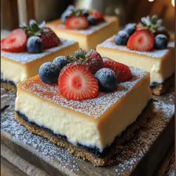 Cheesecake bars are a beloved dessert that combines the rich, luscious flavor of traditional cheesecake with the convenience of a hand-held treat. Perfect for serving at parties, gatherings, or simply as a delightful end to a family meal, these bars offer a creamy indulgence that appeals to both cheesecake aficionados and casual dessert lovers alike. Among various cheesecake recipes, the Philadelphia cheesecake bars stand out for their incredibly smooth texture and ease of preparation.