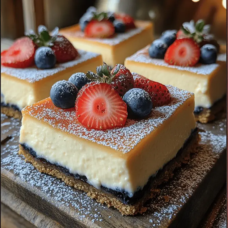 Cheesecake bars are a beloved dessert that combines the rich, luscious flavor of traditional cheesecake with the convenience of a hand-held treat. Perfect for serving at parties, gatherings, or simply as a delightful end to a family meal, these bars offer a creamy indulgence that appeals to both cheesecake aficionados and casual dessert lovers alike. Among various cheesecake recipes, the Philadelphia cheesecake bars stand out for their incredibly smooth texture and ease of preparation.