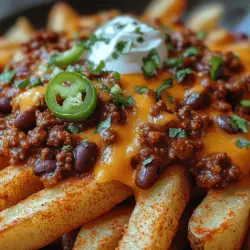 In the realm of contemporary cuisine, few dishes have garnered as much adoration as loaded fries. This culinary trend has exploded in popularity, transforming humble french fries into a canvas for a myriad of toppings that cater to every palate. From spicy salsas to tangy sauces and savory meats, loaded fries have become a staple in both restaurants and home kitchens alike. One such standout creation that elevates this comfort food experience is the Cheesy Chili Bliss Fries. This dish is not just a meal; it’s an experience—perfect for gatherings, game days, or a cozy family dinner.
