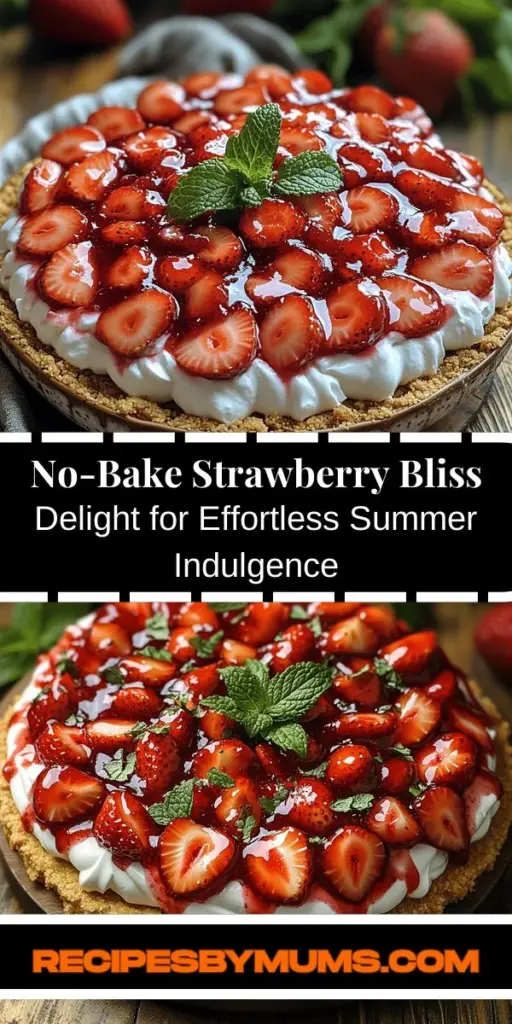 Discover the ultimate summer dessert with No-Bake Strawberry Bliss Delight! This refreshing treat combines sweet strawberries with a creamy filling, making it perfect for family gatherings and warm-weather celebrations. With minimal prep time and no baking required, it's the ideal choice for busy days. This article breaks down the simple steps and ingredients needed to create this luscious dessert, allowing you to enjoy delightful flavors without the hassle. Perfect for every occasion!