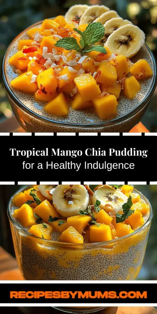 Experience a slice of paradise with this Tropical Bliss Mango Chia Pudding recipe! Perfect for health-conscious dessert lovers, this vibrant dish effortlessly combines the sweet, juicy flavor of ripe mangoes with the creamy texture of chia seeds. Packed with nutrients and health benefits, this pudding is both delicious and nutritious. Simple to prepare and incredibly versatile, it makes a great snack or dessert that can easily be customized to suit your preferences. Indulge in this refreshing treat any time of day!