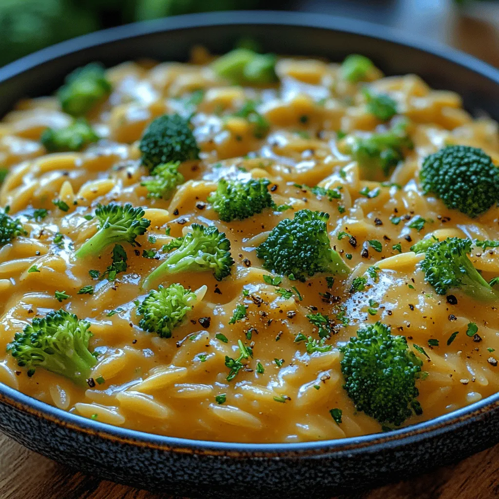 Creamy Broccoli Cheddar Orzo is a delightful dish that effortlessly combines comfort and nutrition into a single bowl. With its rich, velvety texture and the vibrant flavors of fresh broccoli and sharp cheddar cheese, this recipe is a favorite among home cooks looking to satisfy their cravings for a hearty meal. What makes this dish even more appealing is its versatility; whether you're preparing a weeknight dinner, hosting a cozy gathering, or simply treating yourself to a comforting meal, Creamy Broccoli Cheddar Orzo fits the bill perfectly.