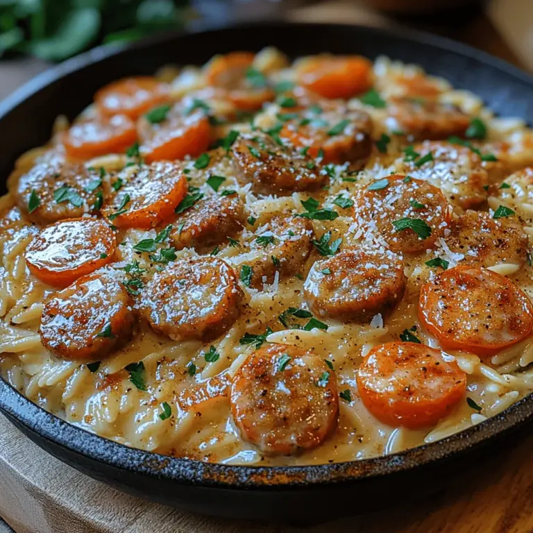 When it comes to weeknight dinners, few meals can compete with the convenience and comfort of a one-pan dish. Enter Creamy Chicken Sausage Orzo—a delightful recipe that combines the heartiness of chicken sausage, the satisfying texture of orzo pasta, and the creaminess that makes it feel indulgent. This dish is not only quick to prepare but also bursting with flavor, making it a perfect choice for busy families or for those special occasions when you want to impress without spending all day in the kitchen.