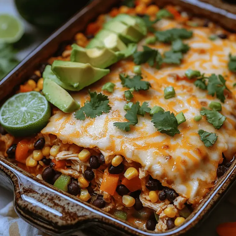 In the world of comfort food, few dishes hold a special place quite like casseroles. These hearty, one-dish meals have become a beloved staple in family kitchens across the globe, particularly in the United States, where their versatility and ease of preparation shine. The Satisfying Chicken Taco Casserole takes this classic concept and infuses it with the vibrant flavors of traditional tacos, making it an ideal choice for busy weeknights and casual gatherings alike. With its melange of wholesome ingredients, this casserole not only satisfies the taste buds but also offers a health-conscious alternative to typical comfort food.