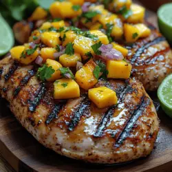 Imagine a dish that transports you to a sun-kissed tropical paradise with every bite. Tropical Bliss Mango Pineapple Salsa Chicken is not just a meal; it's an experience. This delightful recipe combines the juicy tenderness of grilled chicken with a zesty, vibrant salsa that bursts with the flavors of fresh mango and pineapple. The contrasting textures and colors make it an eye-catching centerpiece for any dining table, while the harmonious blend of sweet and savory elements ensures that it appeals to a wide range of palates.