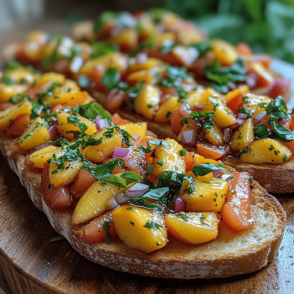 Bruschetta is a timeless Italian appetizer that has captured the hearts and palates of food lovers around the world. Known for its rustic charm and simplicity, bruschetta serves as a delightful canvas for a variety of toppings, making it a versatile choice for any occasion. As summer rolls in, the vibrant flavors of seasonal produce inspire a refreshing twist on the classic recipe. Introducing the Summer Delight Tomato Peach Bruschetta—a dish that perfectly encapsulates the essence of summer with its harmonious blend of sweet, juicy peaches and tangy tomatoes.