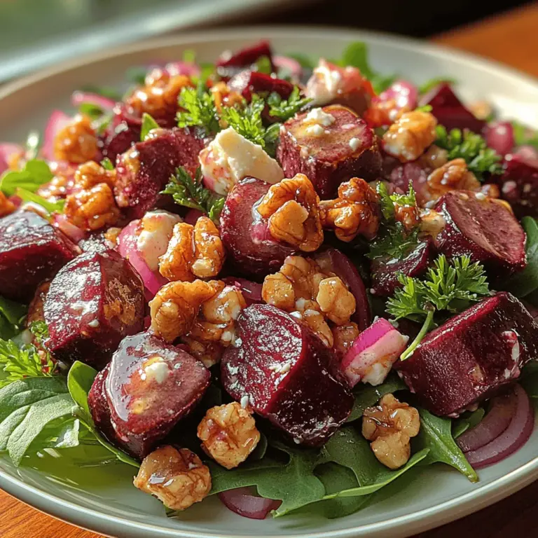 In a world where vibrant colors and fresh flavors reign supreme, the Beetroot Bliss Salad with Feta and Walnuts emerges as a true culinary gem. This salad is not just a feast for the eyes; it is a nutrient-packed powerhouse that combines the earthy sweetness of roasted beets, the creamy tang of feta cheese, and the satisfying crunch of walnuts. Whether you're preparing a light lunch, hosting a dinner party, or looking for an energizing side dish, this salad fits the bill.