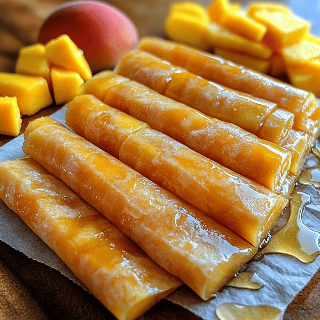 In today's health-conscious world, snacks that are both tasty and nutritious are in high demand. One delightful option that has gained popularity is fruit leather, a chewy, flavorful snack made from pureed fruit. Not only is fruit leather a healthy alternative to sugary, processed snacks, but it also offers the chance to enjoy the vivid flavors of fresh fruits in a convenient form. Among the myriad of fruit leather recipes, the <strong>Tropical Bliss Fruit Leather</strong> stands out with its vibrant combination of mangoes and peaches, transporting your taste buds straight to a sunny paradise.” /></p>
</p>
<h3>Overview of the Dehydration Method</h3>
</p>
<p>Creating your own Tropical Bliss Fruit Leather is a delightful way to enjoy the essence of summer fruits all year round. The dehydration method is central to this process, transforming fresh, juicy fruit into a chewy, flavorful snack. By removing moisture, we prevent spoilage and create a concentrated flavor that captures the essence of the fruit. The easiest way to achieve this at home is using your oven, which efficiently mimics the conditions of a dehydrator.</p>
</p>
<h4>Importance of Low Oven Temperatures for Drying Fruit Leather</h4>
</p>
<p>When dehydrating fruit leather, maintaining a low oven temperature is crucial. Typically, a range of 140°F to 170°F is ideal for this process. A lower temperature ensures that the fruit dries evenly without cooking, preserving its vibrant flavor and nutrients. High temperatures can lead to uneven drying and might scorch the fruit, resulting in an unpleasant taste and texture.</p>
</p>
<h4>How Propping the Oven Door Helps in Moisture Release</h4>
</p>
<p>One effective technique during the drying process is propping the oven door ajar. By doing this, you allow moisture to escape freely, which enhances the dehydration process. This simple trick improves airflow within the oven, preventing the build-up of steam that can compromise the texture of your fruit leather. A wooden spoon or a folded kitchen towel can serve as a prop, creating a small gap for steam to vent while still retaining heat.</p>
</p>
<h3>Duration and Signs of Readiness</h3>
</p>
<p>The drying process for your Tropical Bliss Fruit Leather will typically take anywhere from 4 to 8 hours, depending on your oven and the thickness of the fruit puree. However, the best way to gauge readiness is by checking the texture and stickiness of the leather.</p>
</p>
<h4>What to Look for When Checking for Doneness</h4>
</p>
<p>To determine if your fruit leather is done, look for the following signs:</p>
</p>
<p>1. <strong>Texture</strong>: The leather should be firm yet slightly tacky to the touch. It should not feel wet or overly sticky.</p>
<p>2. <strong>Appearance</strong>: The color should remain vibrant, indicating that the nutrients and flavor have been preserved.</p>
<p>3. <strong>Peeling</strong>: You should be able to peel the fruit leather easily from the parchment paper or baking sheet without tearing.</p>
</p>
<p>If it feels too moist or sticky, it likely needs more time in the oven. Conversely, if it feels dry and brittle, it may have dried out too much, so keep a close eye on it as it approaches the end of the drying time.</p>
</p>
<h3>Cooling and Storing Your Fruit Leather</h3>
</p>
<p>Once your Tropical Bliss Fruit Leather is done, the cooling process is essential for maintaining its perfect texture.</p>
</p>
<h4>Importance of Cooling Before Cutting to Maintain Texture</h4>
</p>
<p>Allow the fruit leather to cool completely before cutting it into strips or shapes. This cooling period helps set the texture, making it easier to handle and less likely to stick together when rolled.</p>
</p>
<h4>Best Practices for Cutting and Rolling Fruit Leather</h4>
</p>
<p>To cut and roll your fruit leather:</p>
</p>
<p>1. <strong>Use a sharp knife or scissors</strong>: This ensures clean cuts and prevents tearing.</p>
<p>2. <strong>Cut into strips or desired shapes</strong>: Aim for uniform sizes to make it easy to roll and store.</p>
<p>3. <strong>Roll tightly but not too tight</strong>: When rolling the strips, keep them snug but avoid squeezing too hard, which could cause them to break.</p>
</p>
<h3>Proper Storage Methods to Maximize Shelf Life and Maintain Flavor</h3>
</p>
<p>Proper storage is key to preserving the flavor and texture of your homemade fruit leather. Once cut and rolled, wrap each piece in parchment paper or wax paper. Store them in an airtight container or a resealable plastic bag in a cool, dark place. If stored properly, your Tropical Bliss Fruit Leather can last for up to six months.</p>
</p>
<h3>Flavor Variations and Customization Options</h3>
</p>
<p>One of the best aspects of making your own fruit leather is the freedom to customize flavors according to your preferences.</p>
</p>
<h4>Suggestions for Substituting or Adding Different Fruits</h4>
</p>
<p>While the combination of peaches and mangoes creates a delightful tropical flavor, consider experimenting with other fruits. Pineapple adds a tangy sweetness, while bananas provide creaminess. You can also blend in fruits like kiwi or papaya for a unique twist.</p>
</p>
<h4>Exploring Different Sweeteners and Spices for Personalized Flavors</h4>
</p>
<p>You can adjust the sweetness of your fruit leather by incorporating different sweeteners. Honey, agave syrup, or maple syrup can enhance the natural sweetness of the fruits. Additionally, spices such as cinnamon, nutmeg, or even a hint of chili powder can elevate the flavor profile of your Tropical Bliss Fruit Leather, adding a delightful kick.</p>
</p>
<h4>How to Create Themed Fruit Leather Combinations</h4>
</p>
<p>Consider creating themed combinations for special occasions. For instance, a mixed berry blend featuring strawberries, blueberries, and raspberries can bring a burst of color and flavor, while a citrus infusion with orange and lemon zest can offer a refreshing tang. The possibilities are endless!</p>
</p>
<h3>Serving Suggestions for Tropical Bliss Fruit Leather</h3>
</p>
<p>Once you’ve whipped up your Tropical Bliss Fruit Leather, there are numerous ways to enjoy it.</p>
</p>
<h4>Creative Ways to Enjoy Fruit Leather</h4>
</p>
<p>1. <strong>As a Standalone Snack</strong>: Enjoy it on its own as a chewy, healthy treat.</p>
<p>2. <strong>Pairing Suggestions with Nuts or Yogurt</strong>: For a satisfying snack, pair your fruit leather with a handful of nuts for crunch, or enjoy it alongside yogurt for a delightful contrast in texture.</p>
<p>3. <strong>Incorporating into Lunch Boxes or Hiking Snacks</strong>: Pack pieces of fruit leather in lunch boxes or take them along on hikes for an energy-boosting snack that’s easy to carry and eat.</p>
</p>
<h3>Health Benefits of Homemade Fruit Leather</h3>
</p>
<p>Homemade fruit leather is not only delicious but also offers significant health benefits when compared to commercial snacks.</p>
</p>
<h4>Caloric Comparison with Commercial Snacks</h4>
</p>
<p>Many commercial fruit leathers are laden with added sugars and preservatives, making them less healthy than homemade versions. By making your own, you can significantly reduce the calorie count and control the ingredients.</p>
</p>
<h4>Nutritional Advantages of Using Whole Fruits</h4>
</p>
<p>Using whole fruits means you retain the fiber, vitamins, and minerals essential for good health. Unlike processed snacks, homemade fruit leather provides a concentrated source of nutrients without the additives.</p>
</p>
<h4>Benefits of Controlling Added Sugars and Preservatives</h4>
</p>
<p>When you prepare your own fruit leather, you have the power to decide how much sugar (if any) to add. This control allows you to create a healthier snack that fits your dietary needs and preferences, making it an excellent choice for families looking to reduce sugar intake.</p>
</p>
<h3>Conclusion</h3>
</p>
<p>Creating your own Tropical Bliss Fruit Leather is a rewarding experience that allows you to indulge in healthy, delicious snacks made from fresh, wholesome ingredients. With the ability to customize flavors and control what goes into your food, this recipe not only satisfies your cravings but also aligns with a nutritious lifestyle.</p>
</p>
<p>We encourage you to explore the recipe and its variations, whether you decide to try other fruits, experiment with spices, or create themed combinations. The joy of making this delightful treat at home extends beyond just enjoying it yourself; it’s also a wonderful way to share nutritious goodies with your loved ones. So roll up your sleeves, gather your fruits, and embark on a flavorful adventure with your Tropical Bliss Fruit Leather!</p>
</div>