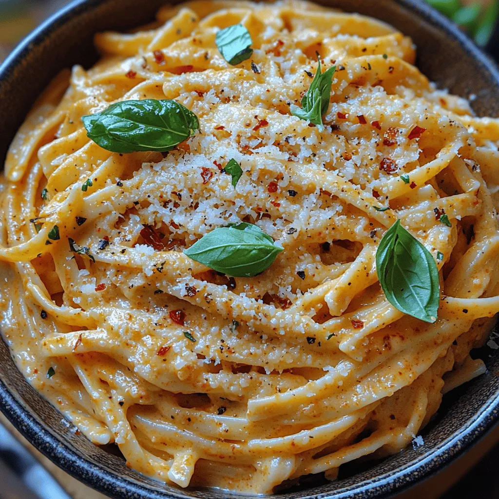 Creamy Roasted Red Pepper Pasta is a dish that perfectly exemplifies the notion of comfort food while simultaneously boasting a vibrant flavor profile. It combines the sweetness of roasted red peppers with a rich, creamy sauce that clings beautifully to each strand of pasta. This dish not only tantalizes the taste buds but also presents an inviting visual appeal that makes it a favorite for gatherings and weeknight dinners alike.