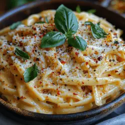 Creamy Roasted Red Pepper Pasta is a dish that perfectly exemplifies the notion of comfort food while simultaneously boasting a vibrant flavor profile. It combines the sweetness of roasted red peppers with a rich, creamy sauce that clings beautifully to each strand of pasta. This dish not only tantalizes the taste buds but also presents an inviting visual appeal that makes it a favorite for gatherings and weeknight dinners alike.