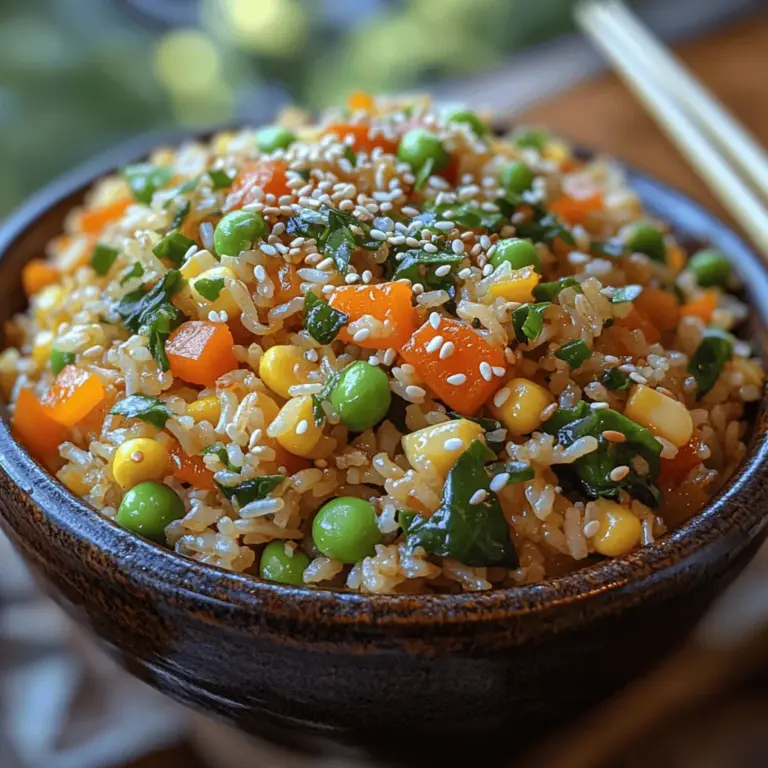 Fried rice is a beloved dish across cultures, cherished for its versatility and flavor. Whether enjoyed as a side or a main course, this dish offers endless opportunities for customization, making it a staple in many households. Among the many variations of fried rice, the "Colorful Veggie-Packed Fried Rice" stands out not only for its visual appeal but also for its impressive nutritional profile. This vibrant meal is packed with fresh vegetables, providing a delightful medley of textures and flavors that can cater to a range of dietary preferences, from vegetarians to those looking to incorporate more plant-based meals into their diet.