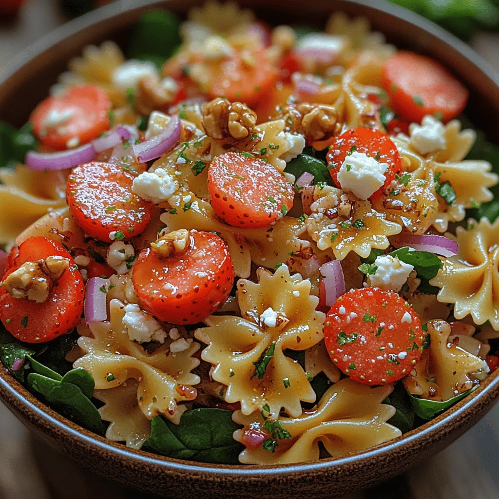 Salads have become a staple in contemporary cuisine, celebrated for their versatility, health benefits, and ability to incorporate fresh, seasonal ingredients. As more people gravitate towards lighter, healthier meals, salads have transformed from simple side dishes into vibrant main courses that can be enjoyed year-round. Among the myriad of salad options available, the Berry Fresh Strawberry Spinach Pasta Salad stands out as a particularly refreshing and nutritious choice. This delightful dish combines the sweetness of ripe strawberries with the nutty flavor of farfalle pasta, complemented by the earthiness of fresh spinach and the tang of feta cheese.