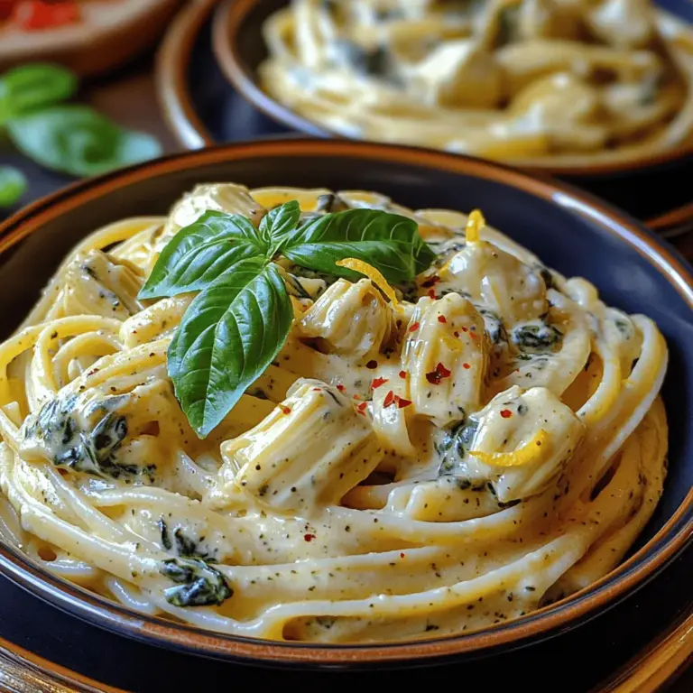In the realm of comfort food, creamy pasta dishes reign supreme, offering a warm embrace that can turn any meal into a delightful experience. Among these beloved dishes, Creamy Spinach Artichoke Pasta stands out as a rich and satisfying option that combines the earthy flavors of spinach with the tangy zest of artichokes. This dish not only tantalizes the taste buds but also brings a vibrant green hue to your plate, making it as visually appealing as it is delicious.