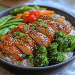 If you're searching for a dish that balances both sweet and savory flavors while being hearty and satisfying, look no further than Sweet & Savory Teriyaki Chicken Rice Bowls. This delightful recipe features tender marinated chicken thighs paired with fluffy rice and vibrant vegetables, creating a wholesome meal that is as nutritious as it is delicious. It’s an ideal option for weeknight dinners, offering a quick yet fulfilling culinary experience that your whole family will love.
