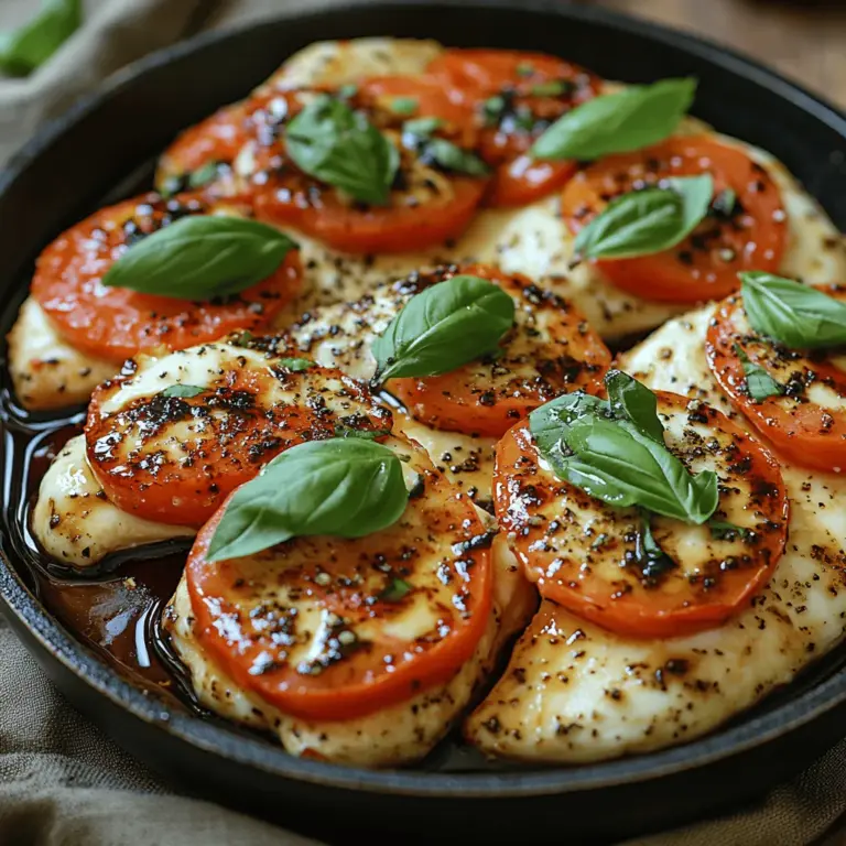 If you're searching for a dish that perfectly balances freshness and flavor, look no further than Caprese Chicken with Balsamic Glaze. A delightful fusion of traditional Italian Caprese salad and succulent chicken, this recipe is a culinary celebration of vibrant ingredients that come together in a harmonious way. The combination of juicy tomatoes, creamy mozzarella, aromatic basil, and a sweet-tangy balsamic glaze transforms ordinary chicken breasts into a dish that is not only visually stunning but also bursting with flavor.
