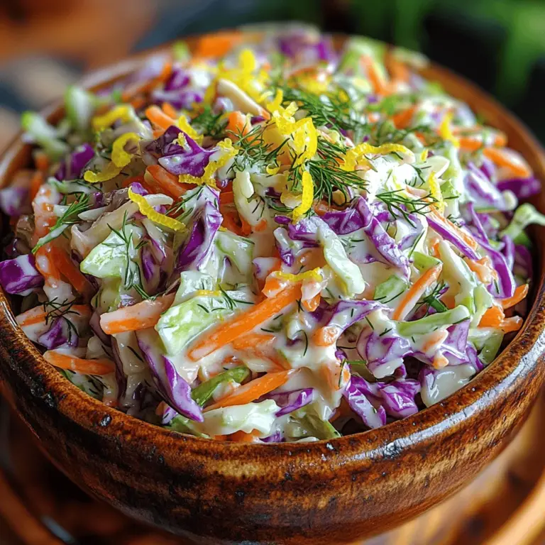 Coleslaw is a quintessential side dish that has graced tables at barbecues, picnics, and family gatherings for generations. Its crisp texture and refreshing taste make it a perfect accompaniment to a variety of main courses, from grilled meats to hearty sandwiches. Traditional coleslaw is often made with a creamy dressing and a base of finely shredded cabbage, but as culinary creativity flourishes, so do the variations of this classic dish. One such delightful twist is the Zesty Lemon Dill Coleslaw, a vibrant and zesty version that elevates the standard recipe into a refreshing summer staple.