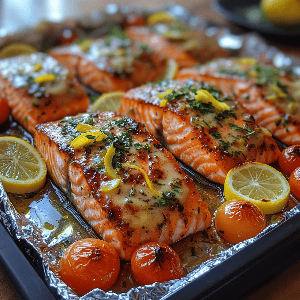 Are you on the lookout for a simple yet flavorful dish that can elevate your weeknight dinners while impressing guests at gatherings? Look no further than <strong>Zesty Lemon Butter Salmon Foil Packs</strong>. This recipe not only showcases the vibrant, zesty flavors of fresh lemons and rich, buttery salmon but also offers an effortless cooking method that fits perfectly into any busy schedule.” /></p>
</p>
<h3>Arranging the Ingredients for Maximum Flavor and Presentation</h3>
</p>
<p>When preparing your Zesty Lemon Butter Salmon Foil Packs, the way you arrange your ingredients can significantly enhance both flavor and presentation. Start by laying your salmon fillets at the center of a large sheet of aluminum foil, ensuring each piece is evenly spaced. This arrangement allows the fillets to cook uniformly and ensures that the flavorful steam circulates around them.</p>
</p>
<p>Next, add your fresh herbs—such as dill or parsley—on top of the salmon. This not only infuses the fish with an aromatic essence but also adds a pop of color. Slice your lemon thinly and place these slices over the salmon fillets. The citrus juices will seep into the fish while cooking, imparting a bright, zesty flavor.</p>
</p>
<p>Consider adding a variety of vegetables around the salmon. Sliced bell peppers, zucchini, or cherry tomatoes not only enhance the nutritional value of your meal but also add vibrant colors that make the dish visually appealing. Drizzle some olive oil and a sprinkle of salt and pepper over the vegetables to ensure they are seasoned perfectly.</p>
</p>
<p>Finally, fold the foil carefully to create a sealed packet, ensuring that no steam escapes during the cooking process. A well-sealed foil pack traps moisture and flavors, creating a deliciously tender and juicy salmon dish while also promoting an attractive presentation when served.</p>
</p>
<h3>Baking to Perfection: Timing and Temperature</h3>
</p>
<p>The success of your Zesty Lemon Butter Salmon Foil Packs largely depends on optimal baking conditions. Preheat your oven to 375°F (190°C). This moderate temperature is ideal for cooking salmon, allowing it to become tender without drying out.</p>
</p>
<p>When it comes to cooking time, aim for 15-20 minutes. However, the exact duration may vary depending on the thickness of your salmon fillets. Thicker pieces may require a few extra minutes, while thinner cuts will cook more quickly. A general rule of thumb is to allow 4-6 minutes of cooking time per half-inch of thickness.</p>
</p>
<p>To check for doneness, use a fork to gently flake the salmon. If it easily breaks apart and appears opaque, it’s ready to eat. Undercooked salmon can be safely returned to the oven for a couple of additional minutes if necessary, but be cautious not to overcook, as this can lead to a dry texture.</p>
</p>
<h3>Serving Suggestions</h3>
</p>
<p>When it comes time to serve your Zesty Lemon Butter Salmon Foil Packs, you have a couple of appealing options. You can either serve the salmon right in the foil, which creates a rustic and casual dining experience, or you can transfer the contents onto plates for a more polished presentation.</p>
</p>
<p>For a complete meal, consider pairing your salmon with a side of fluffy rice or quinoa. These grains complement the dish beautifully and absorb any excess lemon butter sauce, making for a delicious bite. Alternatively, a fresh salad with greens, cucumbers, and a light vinaigrette can provide a refreshing contrast to the rich flavors of the salmon.</p>
</p>
<p>If you’re looking for something heartier, roasted or steamed vegetables, such as asparagus or broccoli, work well as side dishes. They not only add to the meal’s color and nutrition but also round out the flavors on your plate.</p>
</p>
<h3>Nutritional Information</h3>
</p>
<p>This Zesty Lemon Butter Salmon dish is not only delicious but also packed with nutritional benefits. A standard serving of salmon (approximately 4 ounces) contains about 250 calories, making it a healthy choice for those watching their calorie intake. Salmon is rich in omega-3 fatty acids, which are essential for heart health, brain function, and reducing inflammation in the body.</p>
</p>
<p>In terms of macronutrients, a serving of salmon typically includes around 25 grams of protein, making it an excellent source for muscle repair and growth. The addition of vegetables and healthy fats from olive oil contributes additional vitamins, minerals, and fiber, enhancing the meal’s overall health profile.</p>
</p>
<p>This recipe fits well into various dietary preferences, including low-carb and gluten-free diets. It provides a satisfying meal that does not rely on high-carb ingredients, making it suitable for those following ketogenic or paleo lifestyles.</p>
</p>
<h3>Conclusion</h3>
</p>
<p>The Zesty Lemon Butter Salmon Foil Packs are a delightful dish that brings together ease, flavor, and nutrition. With simple preparation and minimal cleanup, this recipe is perfect for both novice cooks and culinary experts alike. The bright, zesty flavors of lemon combined with the rich, buttery taste of salmon create a meal that is both satisfying and refreshing.</p>
</p>
<p>Encouraging readers to experiment with the ingredients allows for personalization—feel free to swap out herbs, add different vegetables, or adjust the seasoning to suit your palate. The health benefits of salmon, combined with the versatility of this dish, make it a must-try for anyone looking to enjoy a quick, delicious meal. So gather your ingredients, fire up your oven, and savor the delightful taste of these Zesty Lemon Butter Salmon Foil Packs!</p>
</div>