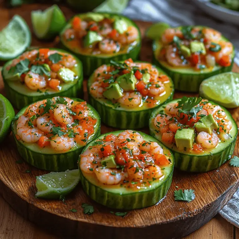 Zesty Shrimp Cucumber Cups are a vibrant and refreshing appetizer that will elevate any gathering, from casual brunches to elegant dinner parties. With their delightful presentation and burst of flavor, these cucumber cups are sure to impress your guests while being light and health-conscious. The combination of succulent shrimp, crisp cucumbers, and zesty dressing creates a dish that is not only visually appealing but also packed with nutrition.