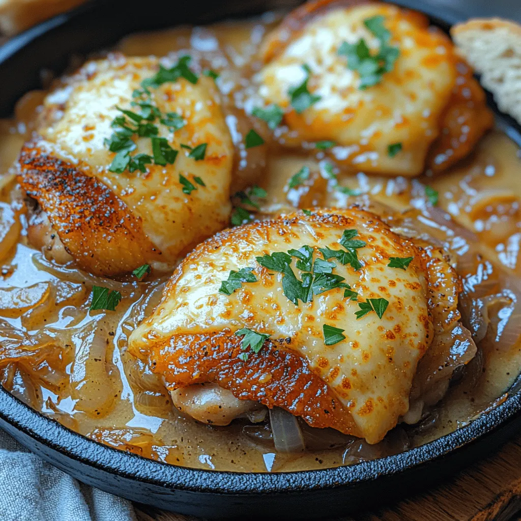 If you're searching for a dish that combines the comforting essence of home-cooked meals with the rich flavors of French cuisine, look no further than the French Onion Chicken Skillet. This delightful recipe marries the beloved elements of classic French onion soup—think sweet, caramelized onions and Gruyère cheese—with tender, juicy chicken, creating a meal that's as satisfying as it is delicious. The combination of savory chicken, sweet onions, and gooey cheese makes for a dish that warms both the body and soul.