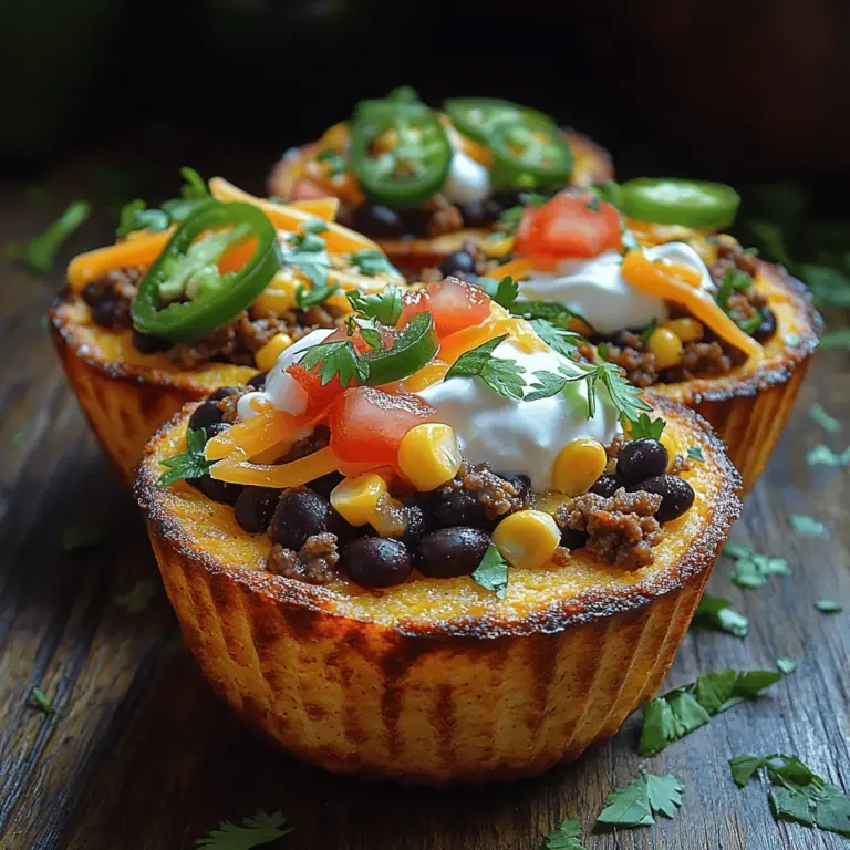 Crispy Cornbread Taco Cups are a culinary delight that beautifully marries the comforting texture of cornbread with the savory richness of taco filling. This unique dish stands out not only for its delicious flavors but also for its visual appeal, making it an ideal choice for gatherings, family dinners, or a fun weeknight meal. Whether you're hosting a party or simply craving something hearty yet satisfying, these taco cups offer a delightful alternative to traditional tacos.