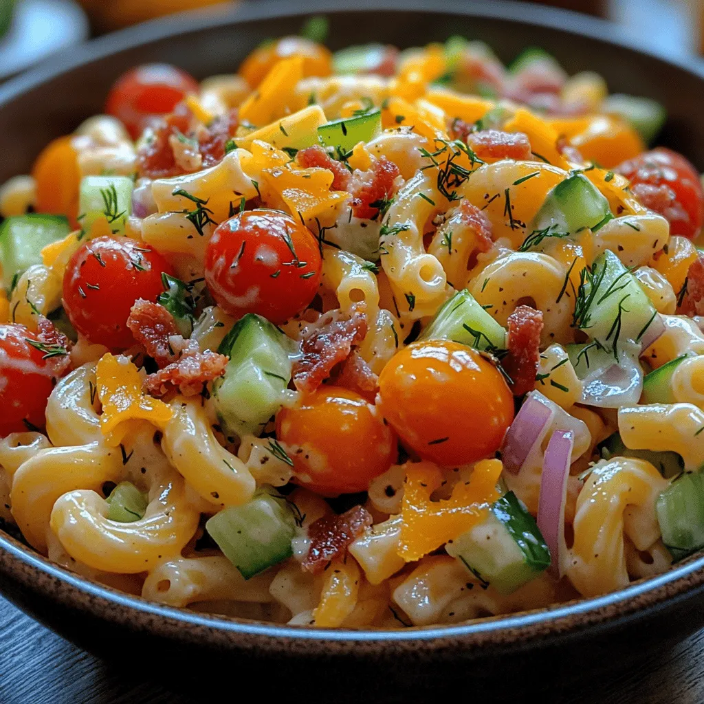 What sets the Creamy Ranch Bacon Macaroni Salad apart in the vast world of salads? It’s the harmonious blend of flavors and textures that makes it truly special. The creamy dressing envelops each piece of pasta, creating a luscious mouthfeel that is complemented by the crispness of fresh vegetables. Each bite offers an enticing contrast between the rich creaminess and the crunchy elements, making it a dish that appeals to both adults and children alike.