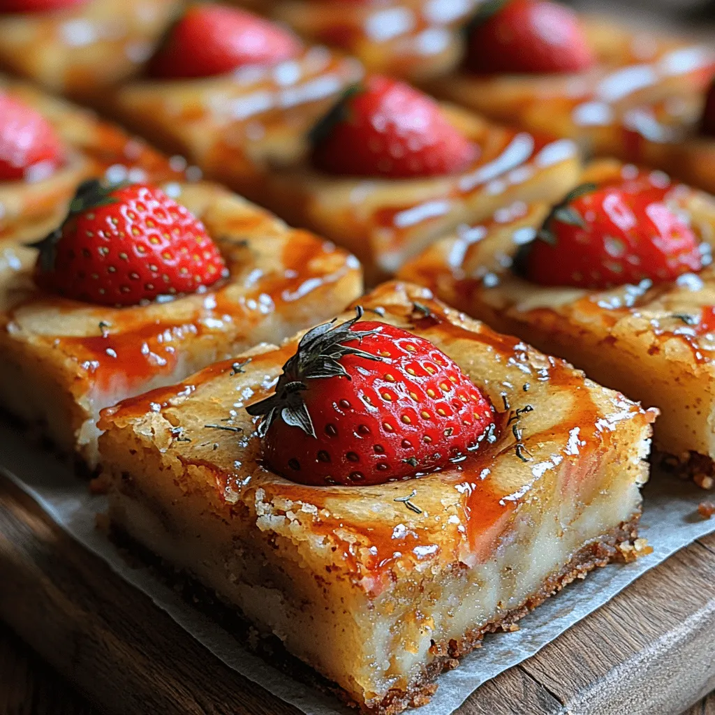 The Zesty Strawberry Lemon Blondies are a harmonious blend of sweet strawberries and tart lemons. This combination creates a mouthwatering contrast that excites the taste buds. As you bite into one of these blondies, the sweet, juicy bursts of strawberry are complemented by the refreshing zing of lemon, resulting in a dessert that is both satisfying and refreshing. The brightness of the lemon balances the sweetness of the strawberries, making it a perfect treat for those warm summer days when you crave something light yet indulgent.