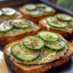 If you're looking for a dish that combines a delightful range of flavors and textures, look no further than Creamy Whipped Feta Cucumber Toast. This appetizer is not only visually appealing but also a crowd-pleaser that can elevate any gathering. The creamy, tangy feta cheese blends perfectly with the refreshing crunch of cucumbers, all presented on a base of crispy, toasted bread. Whether you're hosting a summer barbecue, a holiday party, or simply enjoying a light meal at home, this recipe offers versatility that fits any occasion.