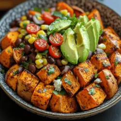 In a world where healthy eating can sometimes feel like a chore, the Sweet & Spicy Tex-Mex Sweet Potato Bowls emerge as a delightful solution that marries flavor and nutrition. This dish is not only visually appealing with its vibrant colors but also offers a harmonious blend of sweet and spicy flavors that dance on the palate. The star of the show, the sweet potato, brings a natural sweetness that perfectly complements the heat from a medley of spices, creating a satisfying meal that can be enjoyed at any time of the day.