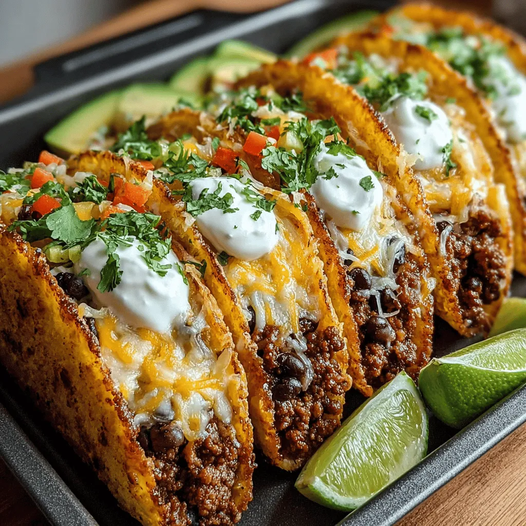 In the realm of comfort food, baked tacos stand out as a delightful option that combines convenience and satisfaction. These Zesty Baked Tacos are not only easy to prepare but also offer a unique fusion of flavors and textures that elevate the traditional taco experience. With a crispy shell housing a savory filling of seasoned ground beef, colorful vegetables, and melted cheese, this dish is sure to please everyone at the table. Whether you're hosting a family dinner, a casual get-together, or a fun taco night, these baked tacos provide a satisfying and customizable meal that brings people together.