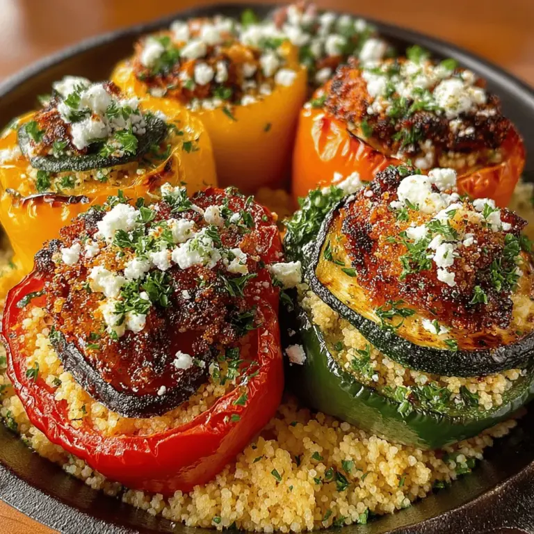 Stuffed peppers have long been a beloved staple in kitchens around the world, celebrated for their versatility and the endless possibilities they present for creative culinary expression. Whether filled with grains, meats, or vegetables, these vibrant vessels offer a satisfying and hearty meal that can cater to various dietary needs and preferences. In this recipe, we will explore the delightful combination of roasted vegetables and fluffy couscous, creating a wholesome dish that is not only visually stunning but also packed with flavor and nutrition.