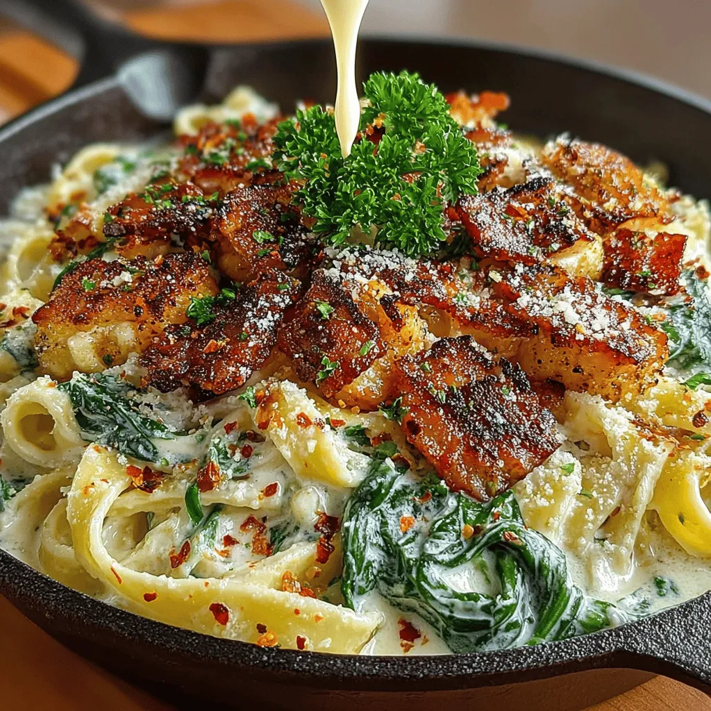 Indulging in a comforting meal at the end of a long day is one of life’s simple pleasures, and the Creamy Bacon Spinach Alfredo Skillet captures that essence perfectly. This dish marries the rich, velvety textures of a classic Alfredo sauce with the smoky, savory flavor of thick-cut bacon and the vibrant freshness of spinach. In just a matter of minutes, you can elevate your dinner routine with this gourmet dish that feels indulgent yet is surprisingly easy to prepare.