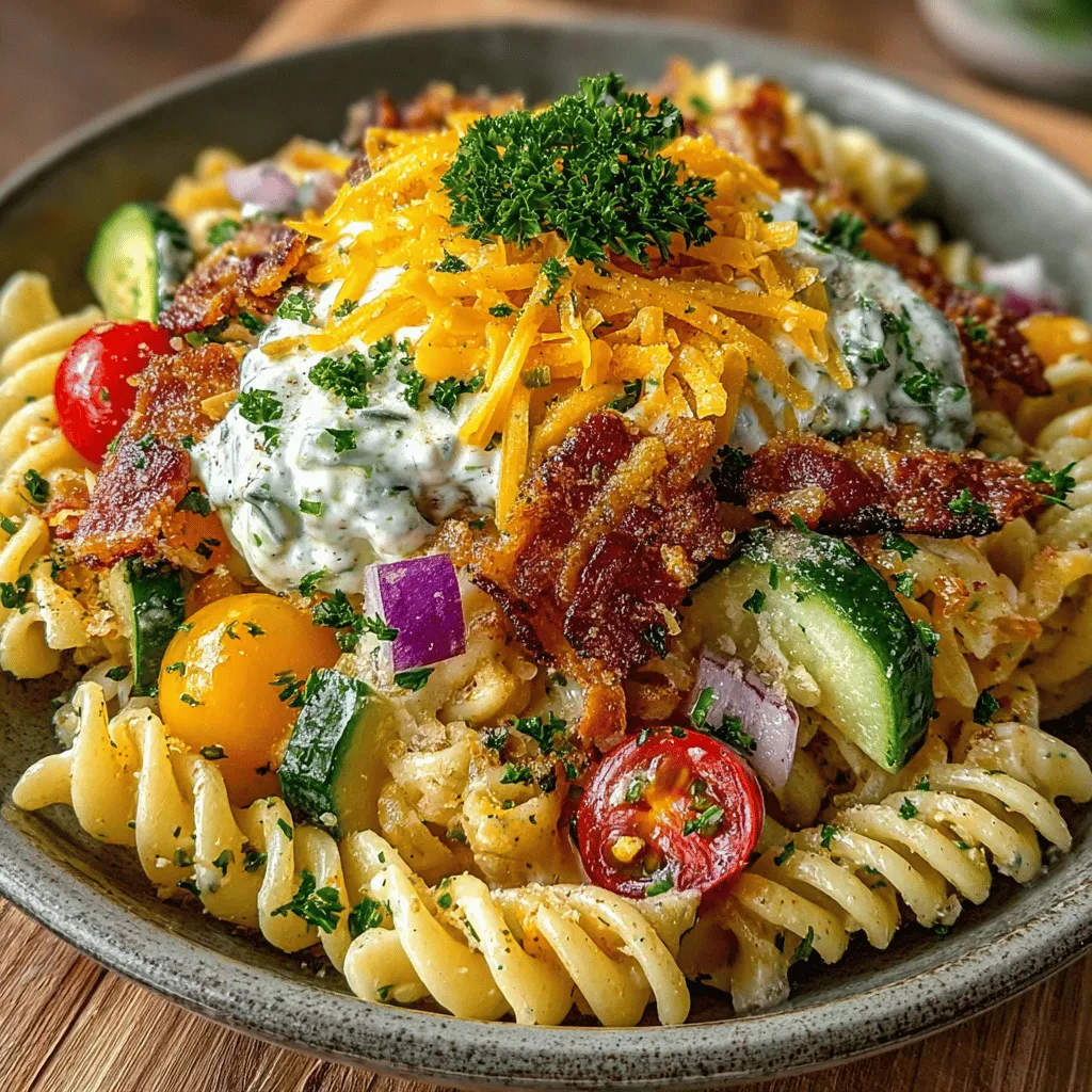 Pasta salads have long been a staple in home kitchens and at gatherings, loved for their versatility and ease of preparation. Whether served as a side dish, a main course, or a delightful addition to any potluck, pasta salads can be customized to suit various tastes and occasions. Among the myriad of pasta salad options, Bacon Ranch Pasta Salad stands out due to its delicious blend of flavors and textures that appeal to both children and adults alike. This salad combines the savory richness of crispy bacon with the tangy creaminess of ranch dressing, making it a crowd-pleaser that is sure to be devoured at your next gathering.