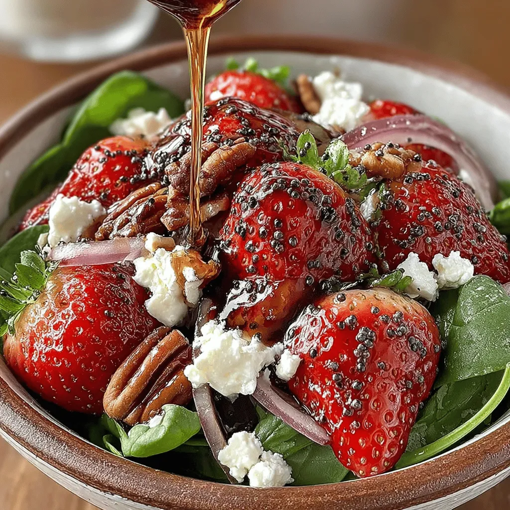 The Sweet & Savory Strawberry Spinach Salad is a vibrant dish that captivates the senses with its delightful blend of flavors and textures. This salad is not just a feast for the eyes; it offers a harmonious balance of sweetness from ripe strawberries, earthiness from fresh spinach, and the creamy tang of feta cheese. Each bite provides a unique experience, making it a popular choice for everything from casual lunches to elegant dinner parties.