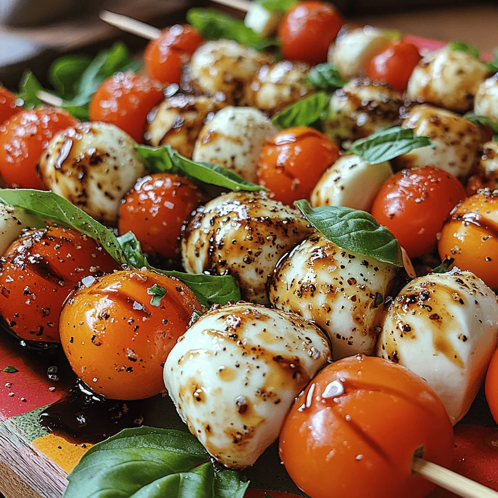 The Caprese salad, a staple of Italian cuisine, is known for its simplicity and vibrant flavors. Originating from the island of Capri, this classic dish showcases the beauty of fresh, high-quality ingredients that embody the essence of Italian cooking. Traditionally composed of ripe tomatoes, fresh mozzarella, and fragrant basil, the Caprese salad is a celebration of summer, evoking images of sun-drenched gardens and rustic Italian kitchens. It's no wonder that this beloved salad has inspired countless variations, including our delightful recipe for Cheesy Caprese Skewers with Balsamic Bliss.
