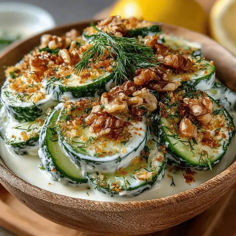 As the sun shines brighter and temperatures rise, nothing quite compares to the crisp, refreshing taste of a well-prepared salad. The Refreshing Creamy Cucumber & Dill Salad stands out as a quintessential summer dish, offering not only a burst of flavor but also a delightful crunch that can rejuvenate your palate. This salad is more than just a simple side dish; it can easily double as a light lunch or an accompaniment to your favorite grilled meats. With its creamy texture and zesty notes, it brings a taste of summer to your table, making it a perfect choice for picnics, barbecues, or any warm-weather gathering.