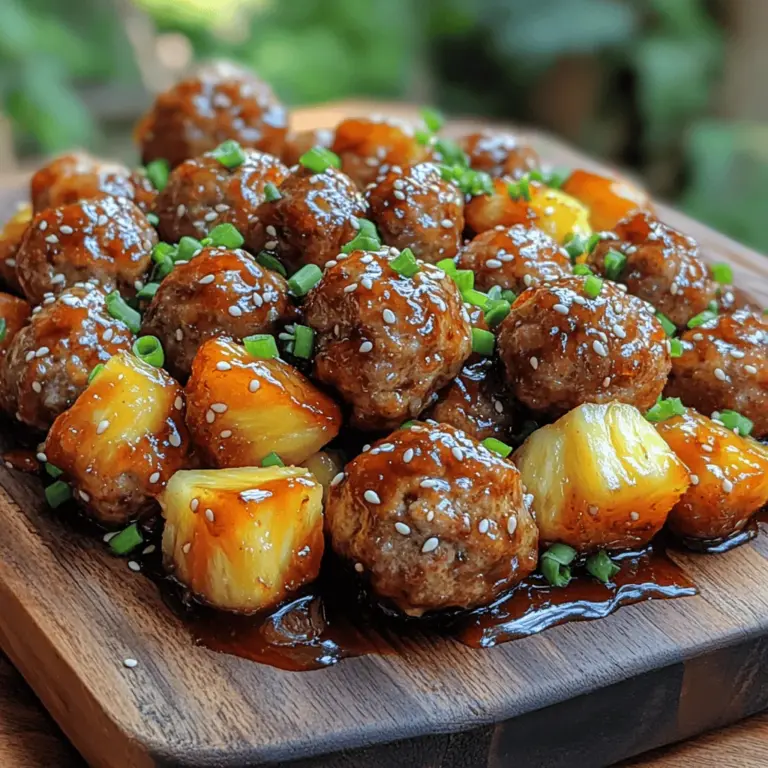 Pineapple Teriyaki Meatballs are a delightful fusion of savory and sweet flavors that reflect the rich culinary traditions of both Asian and Western cuisines. This dish traces its roots to the classic teriyaki sauce, which originated in Japan. Teriyaki, meaning "to grill" or "to broil," traditionally involves marinating food in a mixture of soy sauce, sake, mirin, and sugar, and then cooking it to achieve a glossy finish. The addition of pineapple introduces a refreshing twist, making these meatballs not just a meal but an experience that resonates with many cultures around the globe.