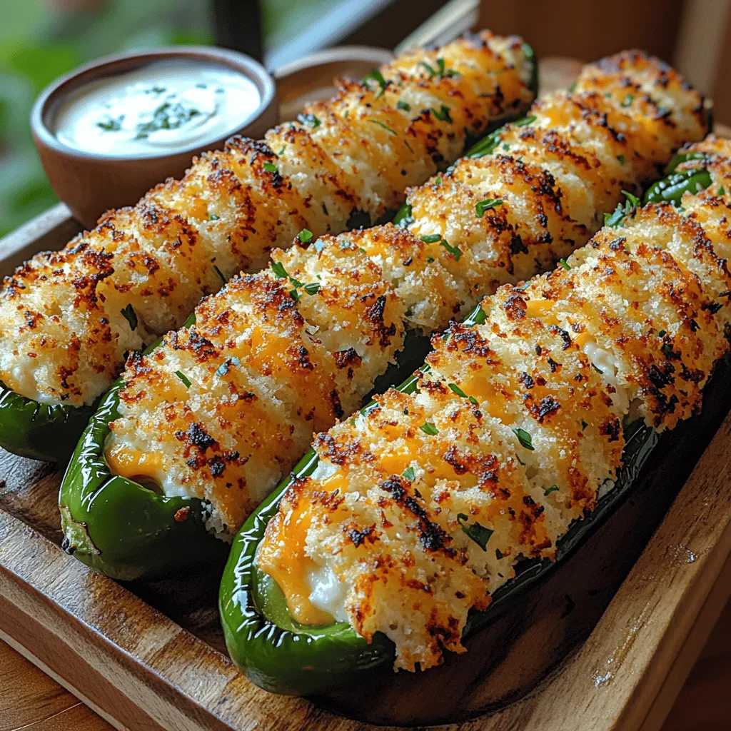The Spicy Crunchy Jalapeño Cheese Poppers are a delightful twist on a classic appetizer that never fails to impress. This tantalizing dish combines the bold heat of jalapeños with a creamy, cheesy filling, creating a perfect bite that’s both satisfying and addictive. Whether you're hosting a party, gearing up for game day, or simply enjoying a cozy gathering with friends and family, these poppers are sure to be a hit. What sets them apart is not just their flavor profile, but also their satisfying crunch that comes from the perfect coating, making them an irresistible treat.