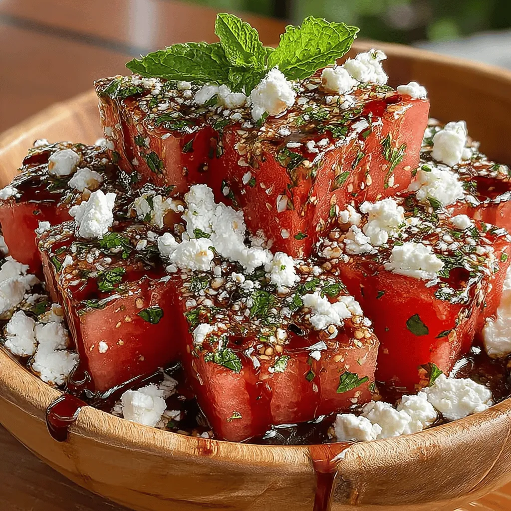 As the sun blazes overhead and the days stretch longer, there is no better way to celebrate the warmth of summer than with a refreshing salad that captures the essence of the season. The "Refreshing Watermelon Feta Delight" is a delightful blend of juicy watermelon, tangy feta cheese, and aromatic mint, creating a vibrant dish that is as pleasing to the eye as it is to the palate. This salad is not just a feast for the senses; it is also an ideal centerpiece for any summer gathering, BBQ, or picnic, providing a balance of flavors that invigorates the spirit and cools down the heat.