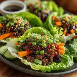 When it comes to creating a dish that tantalizes the palate while providing a nutritious option, Savory Beef Lettuce Wraps with Blueberry Glaze stand out as a unique and delightful choice. This recipe blends the rich, savory flavors of seasoned ground beef with a sweet and tangy blueberry glaze, all wrapped in crisp, refreshing lettuce leaves. It's a dish that not only satisfies hunger but also showcases a beautiful fusion of ingredients, making it perfect for both casual family dinners and elegant gatherings.