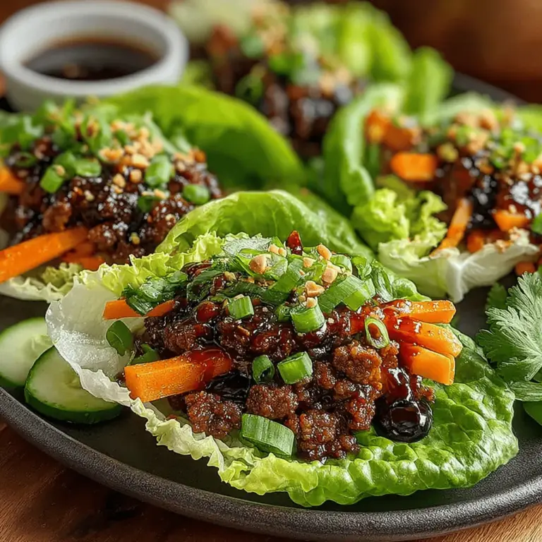 When it comes to creating a dish that tantalizes the palate while providing a nutritious option, Savory Beef Lettuce Wraps with Blueberry Glaze stand out as a unique and delightful choice. This recipe blends the rich, savory flavors of seasoned ground beef with a sweet and tangy blueberry glaze, all wrapped in crisp, refreshing lettuce leaves. It's a dish that not only satisfies hunger but also showcases a beautiful fusion of ingredients, making it perfect for both casual family dinners and elegant gatherings.