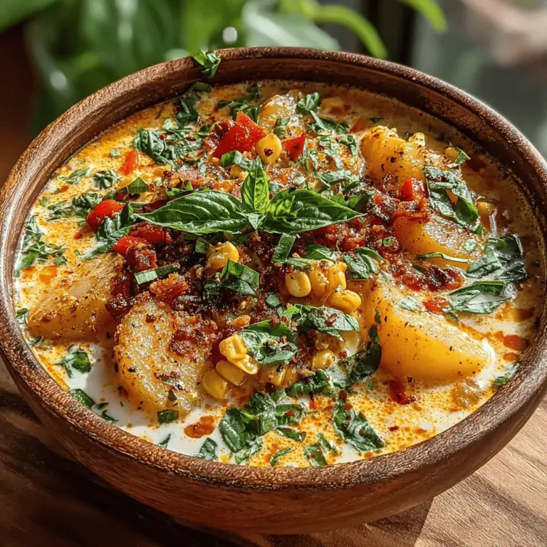 To elevate your Sunny Delight Corn Chowder, the incorporation of coconut milk is essential. This ingredient not only adds a creamy texture but also introduces a subtle sweetness that beautifully balances the natural flavors of the corn and potatoes. When using coconut milk, opt for the full-fat version for a rich mouthfeel, or use light coconut milk if you prefer a lighter dish.