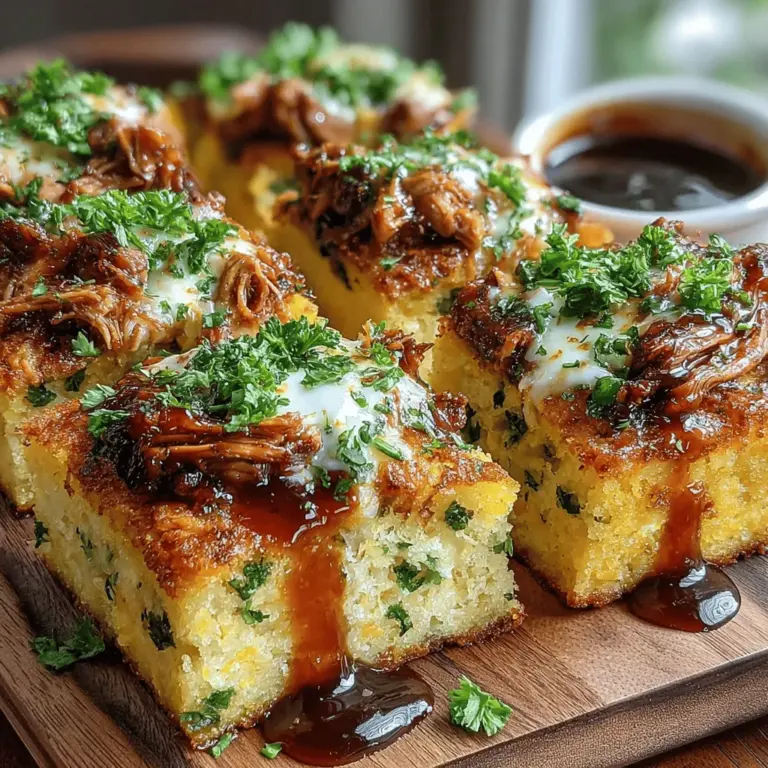 BBQ Pulled Chicken Polenta Cakes combine two beloved foods into a delightful dish that offers comfort with every bite. This recipe brings together the tender, smoky flavors of pulled chicken slathered in rich barbecue sauce and serves it atop creamy, cheesy polenta cakes. The contrast of textures — the savory, shredded chicken and the smooth, velvety polenta — creates a satisfying experience that is both hearty and indulgent. Whether you're hosting a family dinner, planning a gathering with friends, or meal prepping for the week ahead, this dish is incredibly versatile and sure to impress.